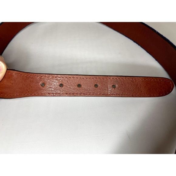 Nautical Anchor Pattern Belt in Brown and Blue - Picture 4 of 6